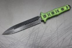 Heretic Knives Nephilim Black/Green G-10 & Double Edge Battleworn Black Full Serrated H003-8C-BLKGRN -Nc Blade image 92ed1ead f627 498d a0d9 98ce5740e851