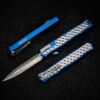 Heretic Knives Cleric II 2 Stonewash Double Edge Magnacut W/ Blue & Stainless Bubble Inlays