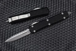 Microtech Makora Double Edge Stonewash Full Serrated & Black Signature Series 206-12S
