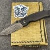 Civivi Pintail Flipper Twill Carbon Fiber Overlay On Black G10 Handle (2.98" Black Hand Rubbed Damascus) C2020DS-1