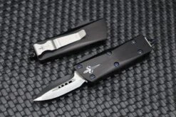 Marfione Troodon Mini Double Edge Mirror Polish W/ Black Hefted Handle & Blue Ringed Hardware