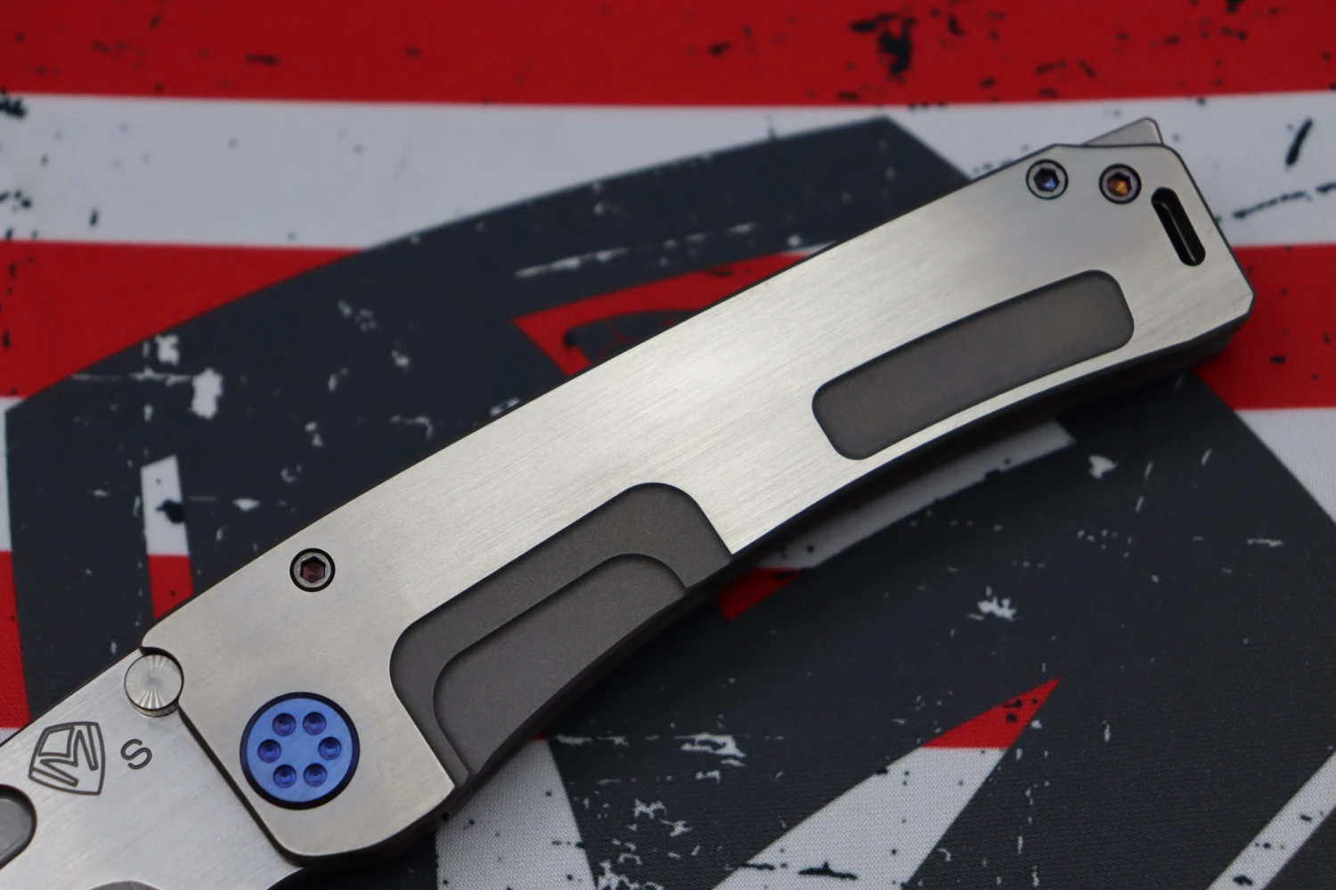 Medford Marauder H Bead Blast Handles, Blue Hardware/Clip & S35VN Tumbled Drop Point 3 Medford Marauder H Bead Blast Handles, Blue Hardware/Clip & S35VN Tumbled Drop Point - Image 3