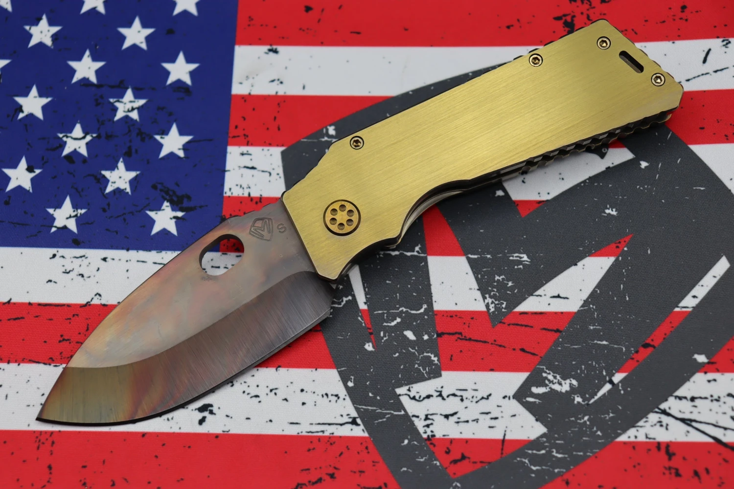 Medford TFF-1 Fat Daddy Faced Bronze Handles W/ Bronze Hardware, Flamed Clip & Vulcan S35VN 1 Medford TFF-1 Fat Daddy Faced Bronze Handles W/ Bronze Hardware, Flamed Clip & Vulcan S35VN