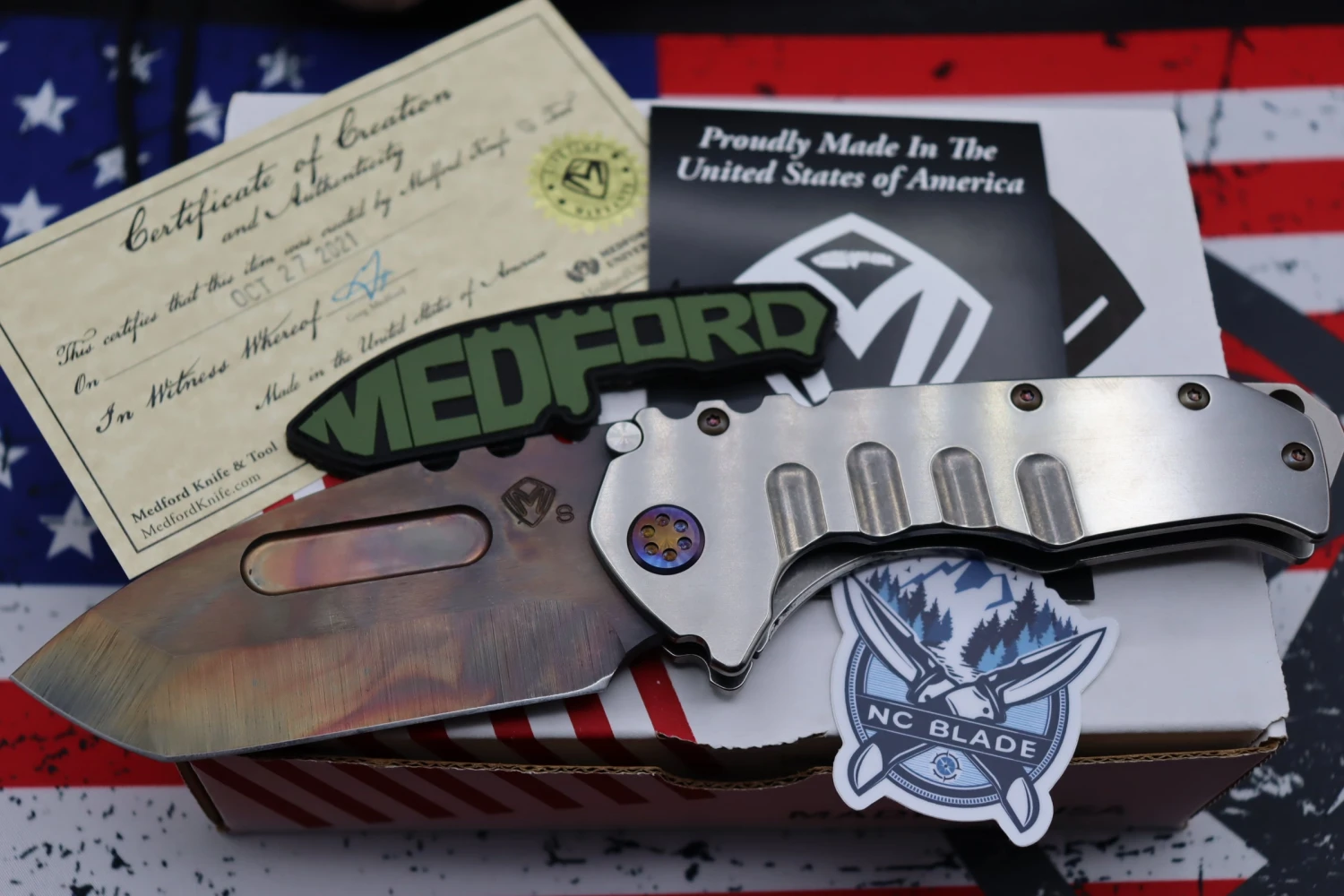 Medford Knife Praetorian T Tumbled & Flamed Hardware With S35 Vulcan Tanto 103-172 1 Medford Knife Praetorian T Tumbled & Flamed Hardware With S35 Vulcan Tanto 103-172
