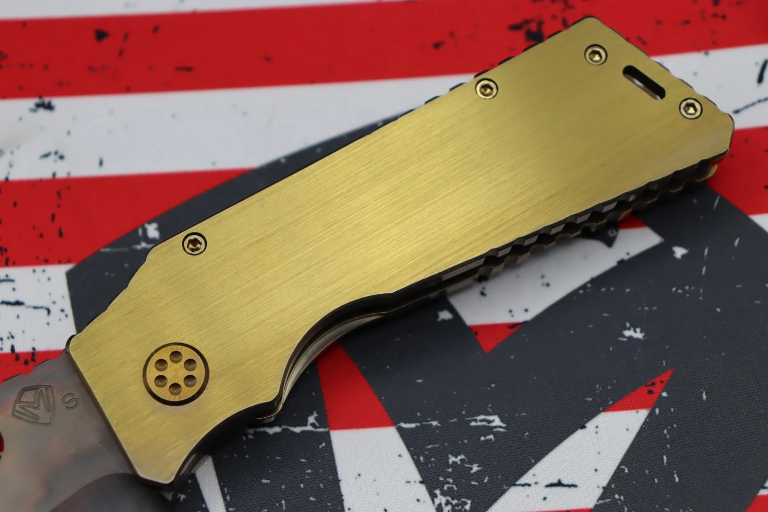 Medford TFF-1 Fat Daddy Faced Bronze Handles W/ Bronze Hardware, Flamed Clip & Vulcan S35VN 3 Medford TFF-1 Fat Daddy Faced Bronze Handles W/ Bronze Hardware, Flamed Clip & Vulcan S35VN - Image 3