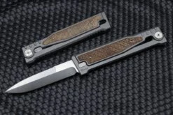 Reate EXO Exoskeleton Design Burlap Micarta Double Edge