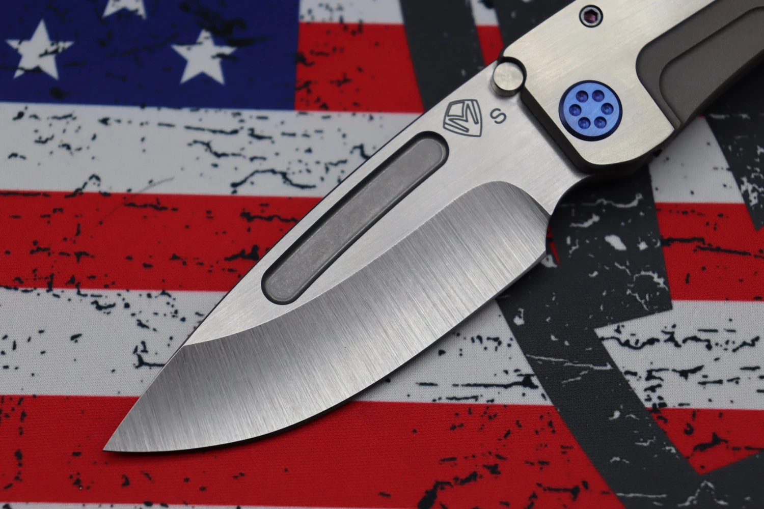 Medford Marauder H Bead Blast Handles, Blue Hardware/Clip & S35VN Tumbled Drop Point 2 Medford Marauder H Bead Blast Handles, Blue Hardware/Clip & S35VN Tumbled Drop Point - Image 2