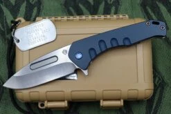 Medford Swift FL Framelock Flipper W/ Tumbled S35 & Blue Ano Handle