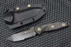 Microtech Socom Alpha Mini Tanto Partial Serrated Black DLC & Carbon Fiber 114M-2DLCCFS