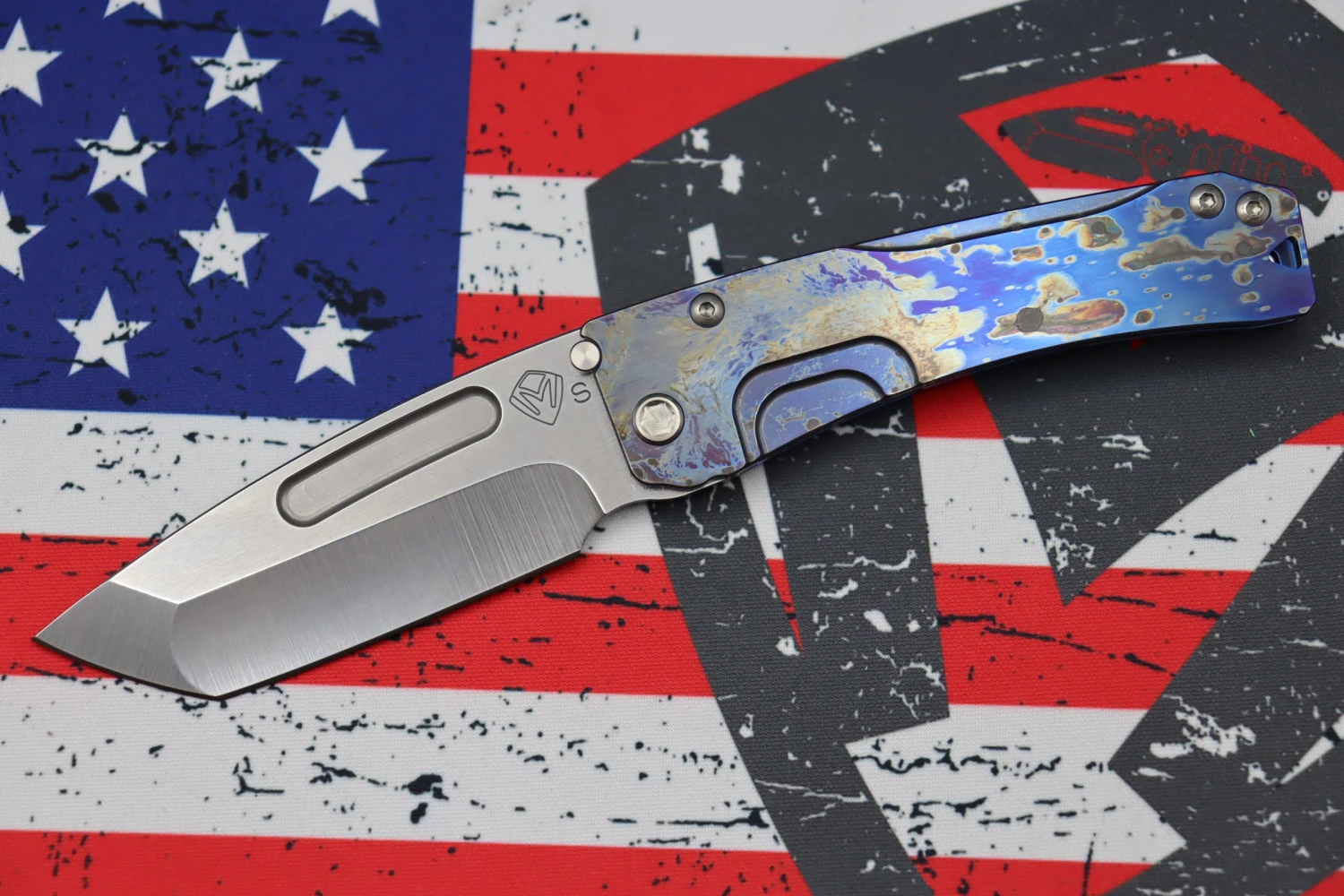 Medford Knife Slim Midi Tumbled Tanto S35 W/ Faced/Flamed Galaxy Handle & Blue Spring 1 Medford Knife Slim Midi Tumbled Tanto S35 W/ Faced/Flamed Galaxy Handle & Blue Spring