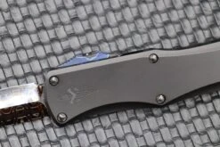 Marfione Hera D/E Spike Grind Hot Blued Vegas Forge Reptilian Pattern Damascus & Black Anodized Handle W/ Zircuti Button & Pocket Clip & DLC Two Tone Hardware -Nc Blade image f050da32 c72e 4fe7 aa4c 6caf6d21f1c7