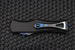 Marfione Hera D/E Spike Grind Hot Blued Vegas Forge Reptilian Pattern Damascus & Black Anodized Handle W/ Zircuti Button & Pocket Clip & DLC Two Tone Hardware -Nc Blade image f17e47a5 8d49 4087 85de a10fe9d915da