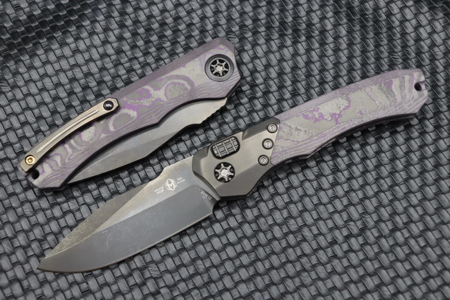 Heretic Knives Wraith Auto W/ Purple Camo Carbon Fiber & DLC H000-6A-PUCF 1 Heretic Knives Wraith Auto W/ Purple Camo Carbon Fiber & DLC H000-6A-PUCF