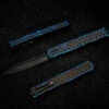 Heretic Knives Cleric II 2 Black Double Edge Magnacut W/ Breakthrough Blue & Black Stainless Bubble Inlays